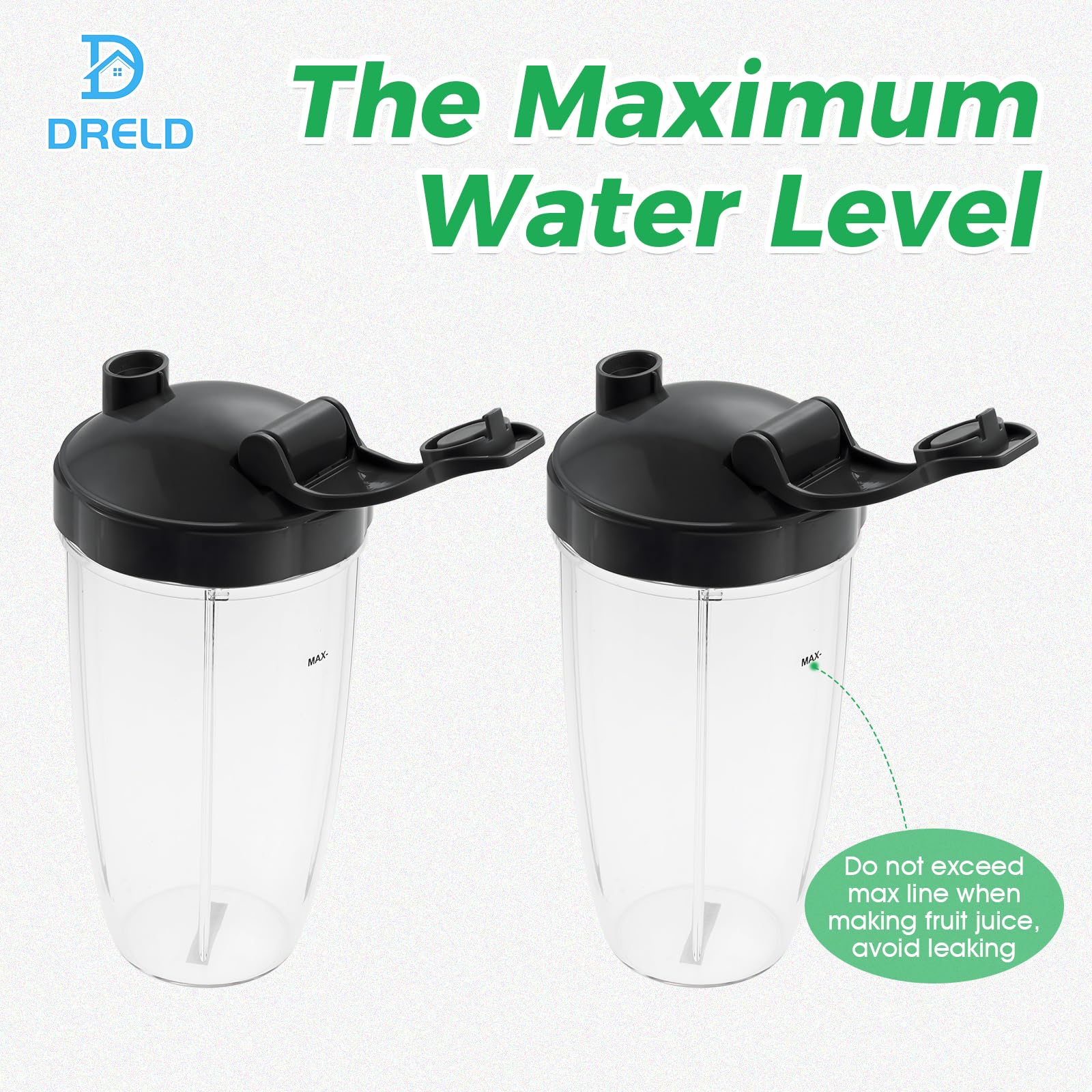 DRELD Zestaw 2 zapasowych kubków 32 oz do sokowirówki Nutribullet z pokrywką Flip Top to-Go
