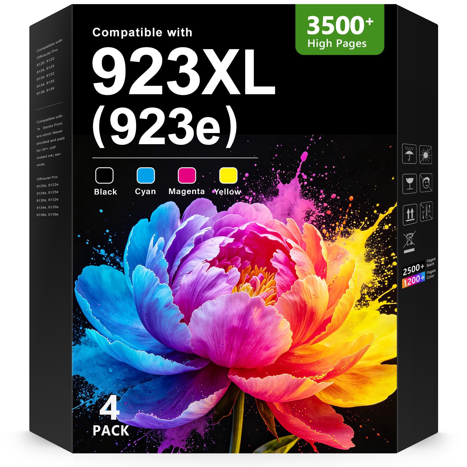 923 923XL Ink Cartridges Combo Pack Replacement for HP 923e 923 XL HP923XL HP923 for OfficeJet Pro 8120e 8125e 8130e 8135e 8138e 8139e 8120 8122 8124 8125 8130 8132 8134 8135 8138 8139 (WITH CHIP)