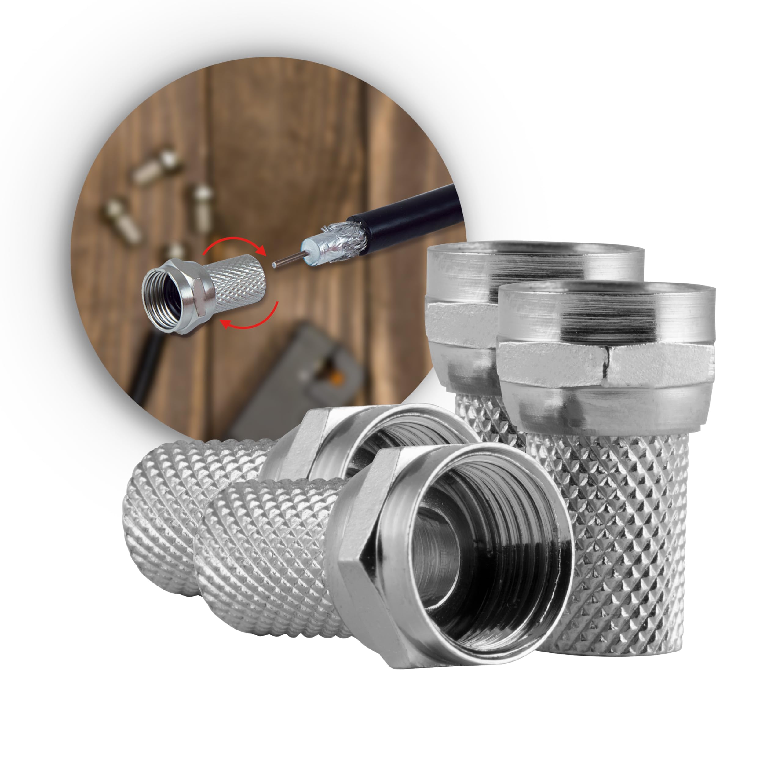 UltraPro Connettori coassiali RG6 F-Type Twist-On, confezione da 160, per sostituire i connettori o assemblare cavi personalizzati, senza bisogno di attrezzi, 85181