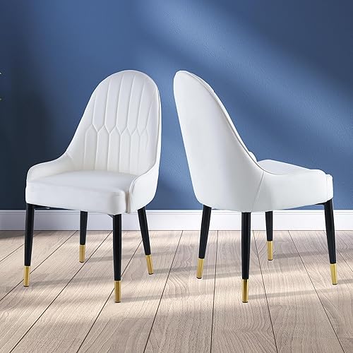 Miniatura 1 de Juego de 2 sillas de comedor, sillas de comedor de cuero, sillas de comedor tapizadas, cómodo asiento lateral, patas con tapones de tubo de plástico