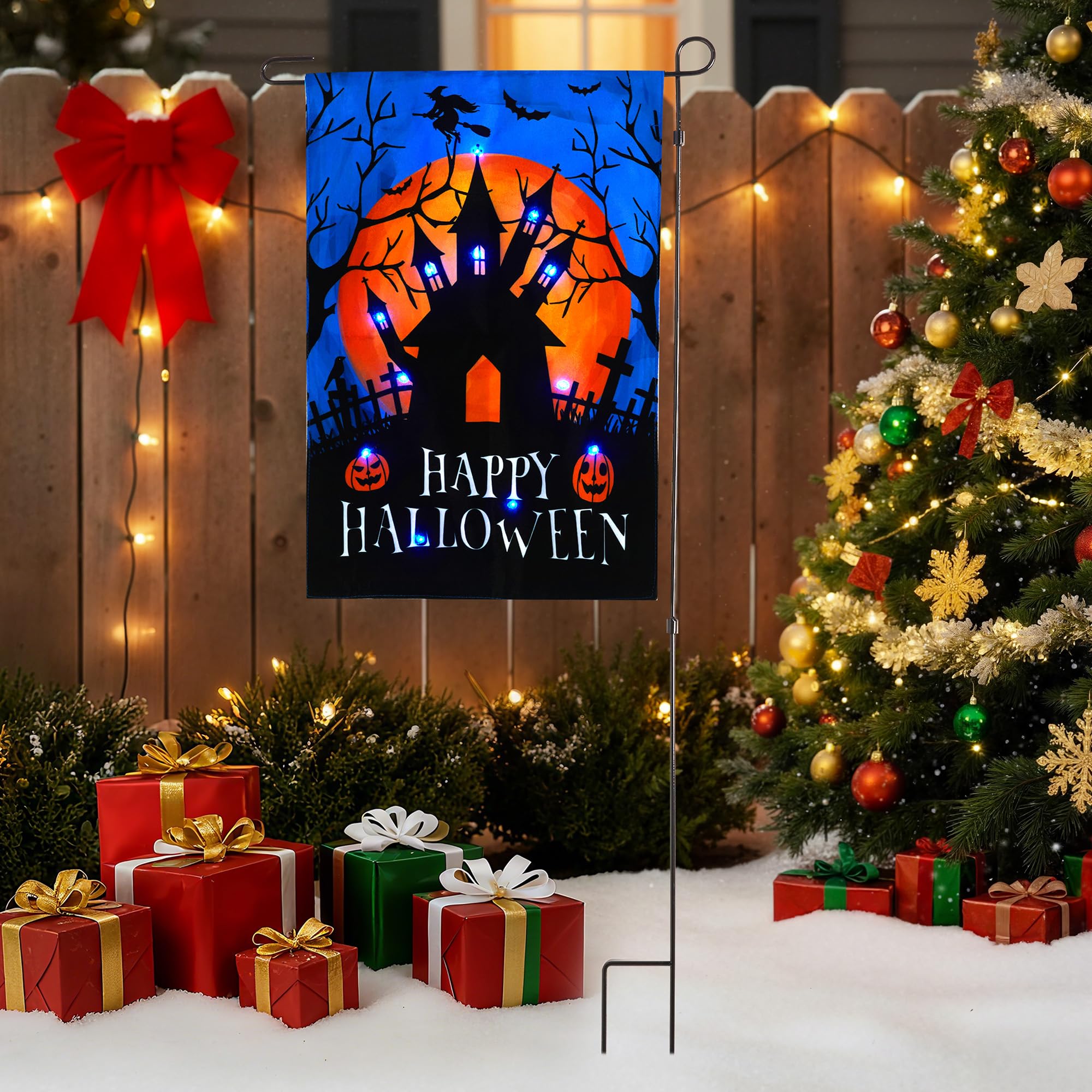 Photo 1 of FansaFurn LED Haunted House Christmas Garden Flag Stake