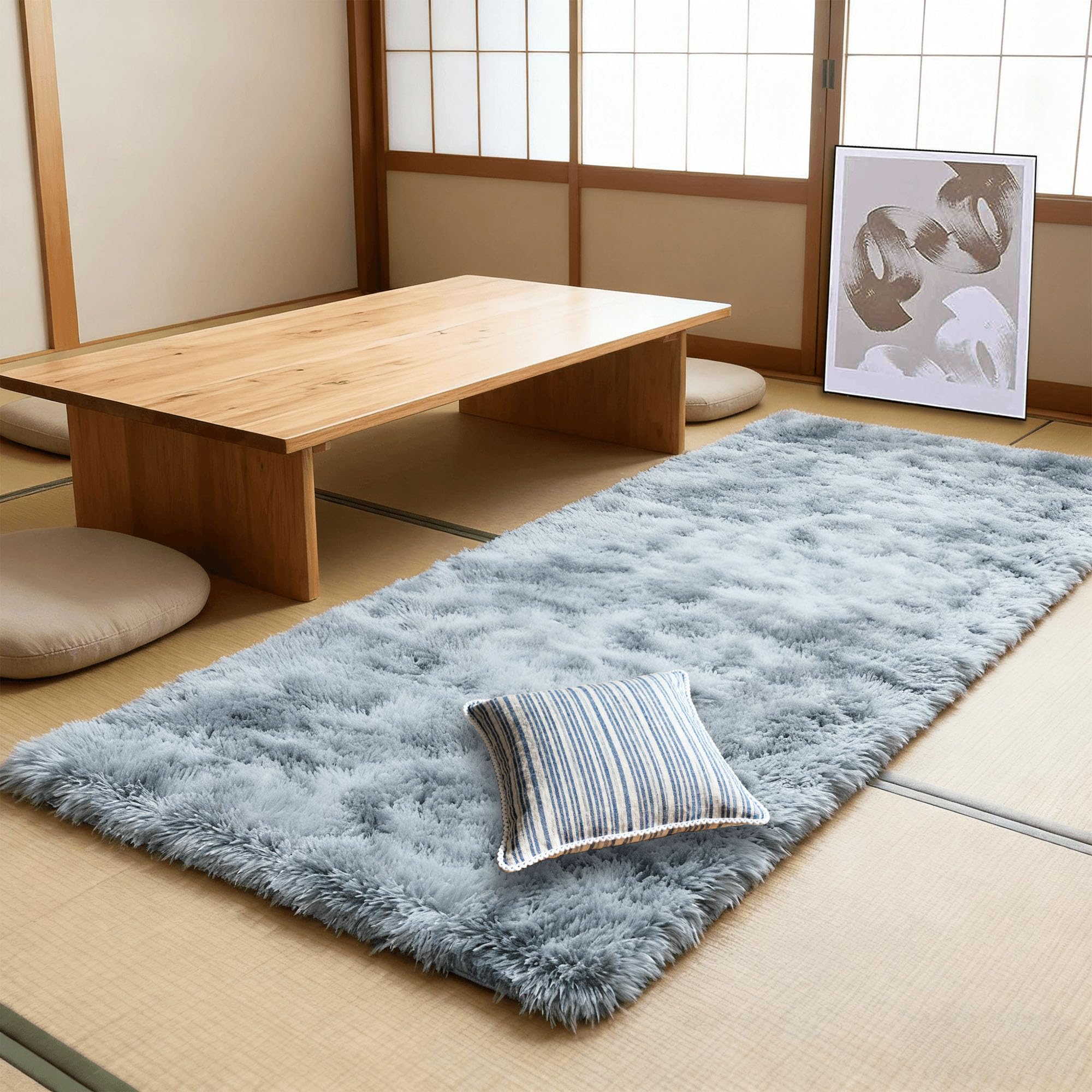 Tapis salon 210 x 300 cm antidérapant résistant aux taches pour chambre et salon
