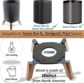 Real Wood Stand Compatible for Sonos One,One SL,Play:1 home Speaker