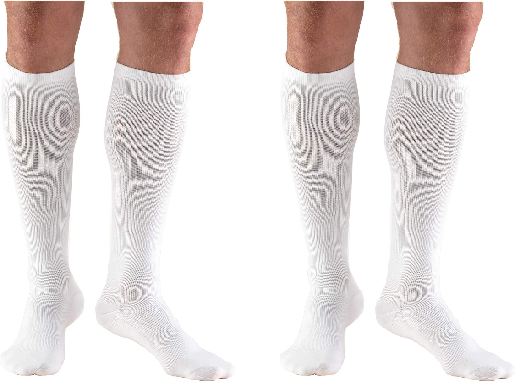 Truform 1943 Compression Socks, 15-20 mmHg, Men's Dress Socks, Knee High Over Calf Length, White, X-Large (15-20 mmHg) (Pack of 2)