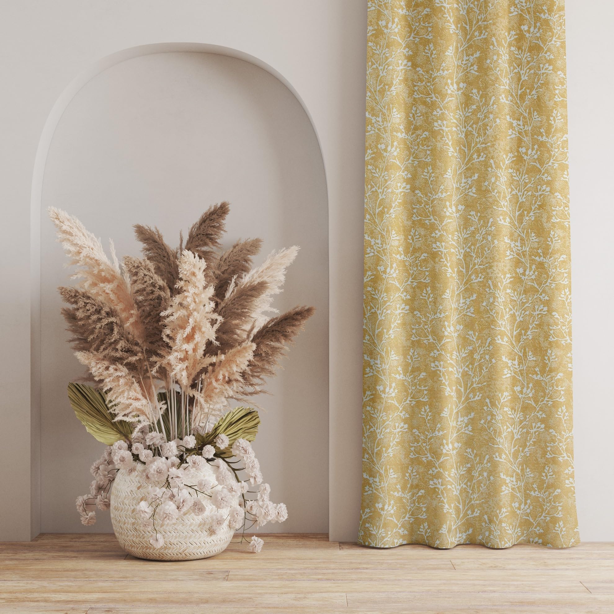 Floral Beige Door Curtains - Room Darkening FREE SHIPPING -3