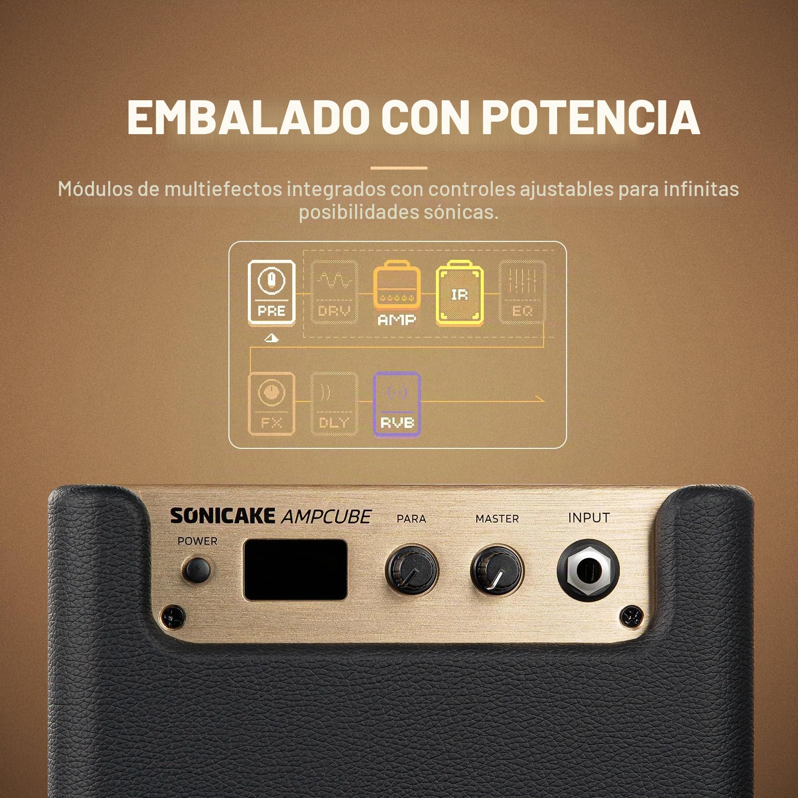 SONICAKE Amplificador para guitarra Multi-Efecto Digital Dual-Mode Amplificador de Práctica 10W BT con 100 Presets 99 Drummer APP OTG AMPCUBE QAM-20