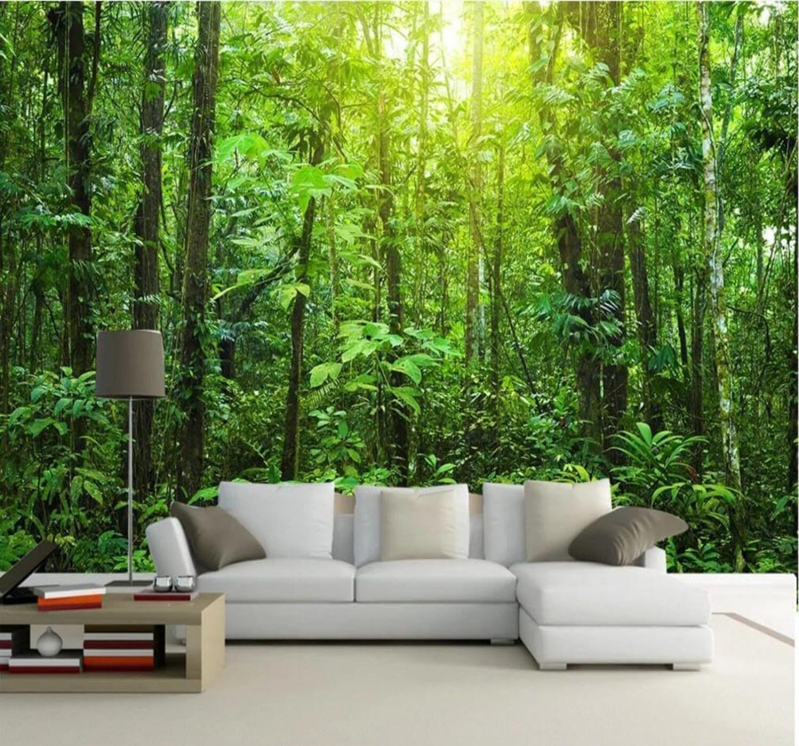 Xlming 200Cm×140Cm Seamless Wall Covering Original Woodland Theme Room Wallpaper Tropical Rain Woodland Wall Background Large Custom Seamlesswallpaper 3D Wall Mural Paste Border