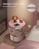 Vista 5 de VASAGLE LILEA Collection - Side Table with Charging Station, Round End Table with Fabric Basket