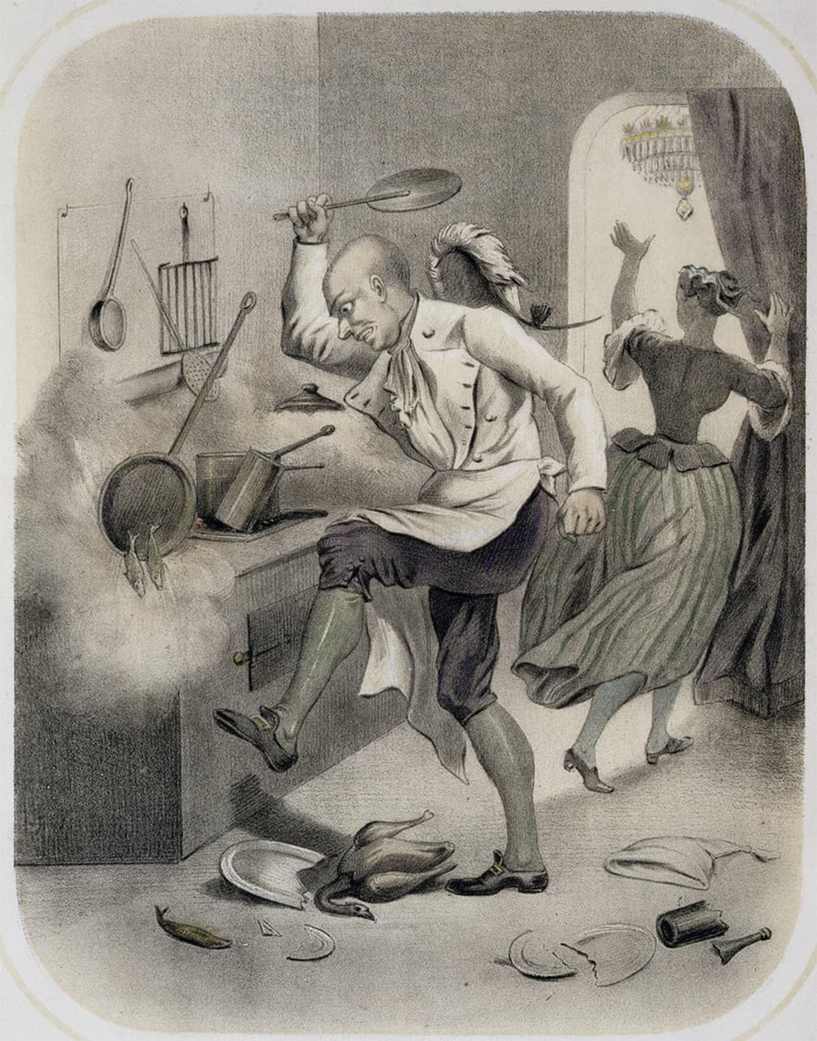 ARTXLXXBN Famous Painting Canvas Artwork Graffiti Print Anger in the Kitchen From a Series of Prints Depicting by Louis Leopold Boilly Portrait Canvas Image for Home Decor 60x90cm