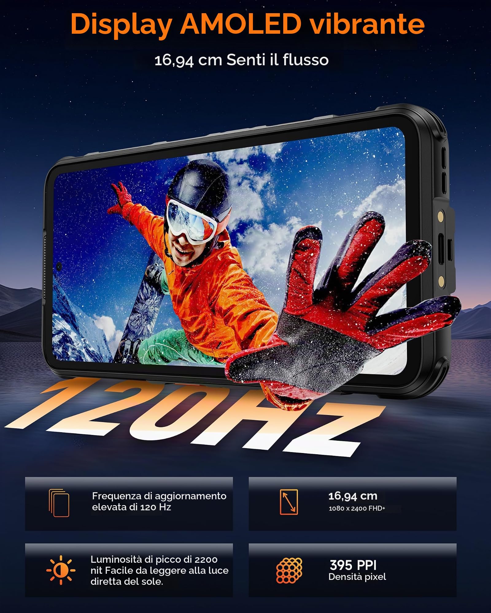 RUGONE Xever 7 Pro Cellulare, 5G con Batteria Sostituibile (2×5550mAh) AI Telefono 64MP Visione Notturna + Termocamera 24GB+512GB/SD-2TB, Android 15 Rugged Smartphone 6.67" 120Hz AMOLED, E-SIM Nero