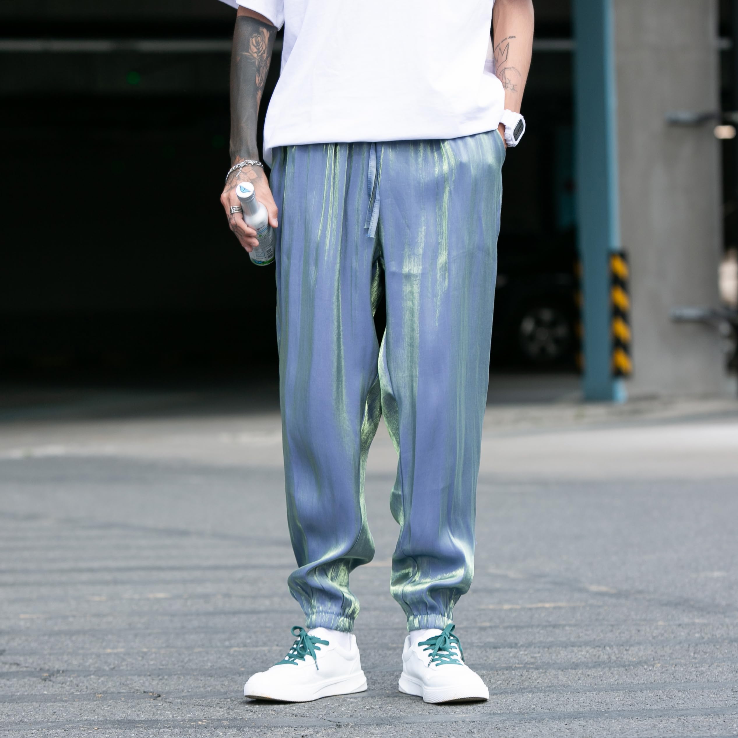 Proste luźne spodnie do biegania dla mężczyzn, styl casual, hip-hop, streetwear, elastyczny ściągacz