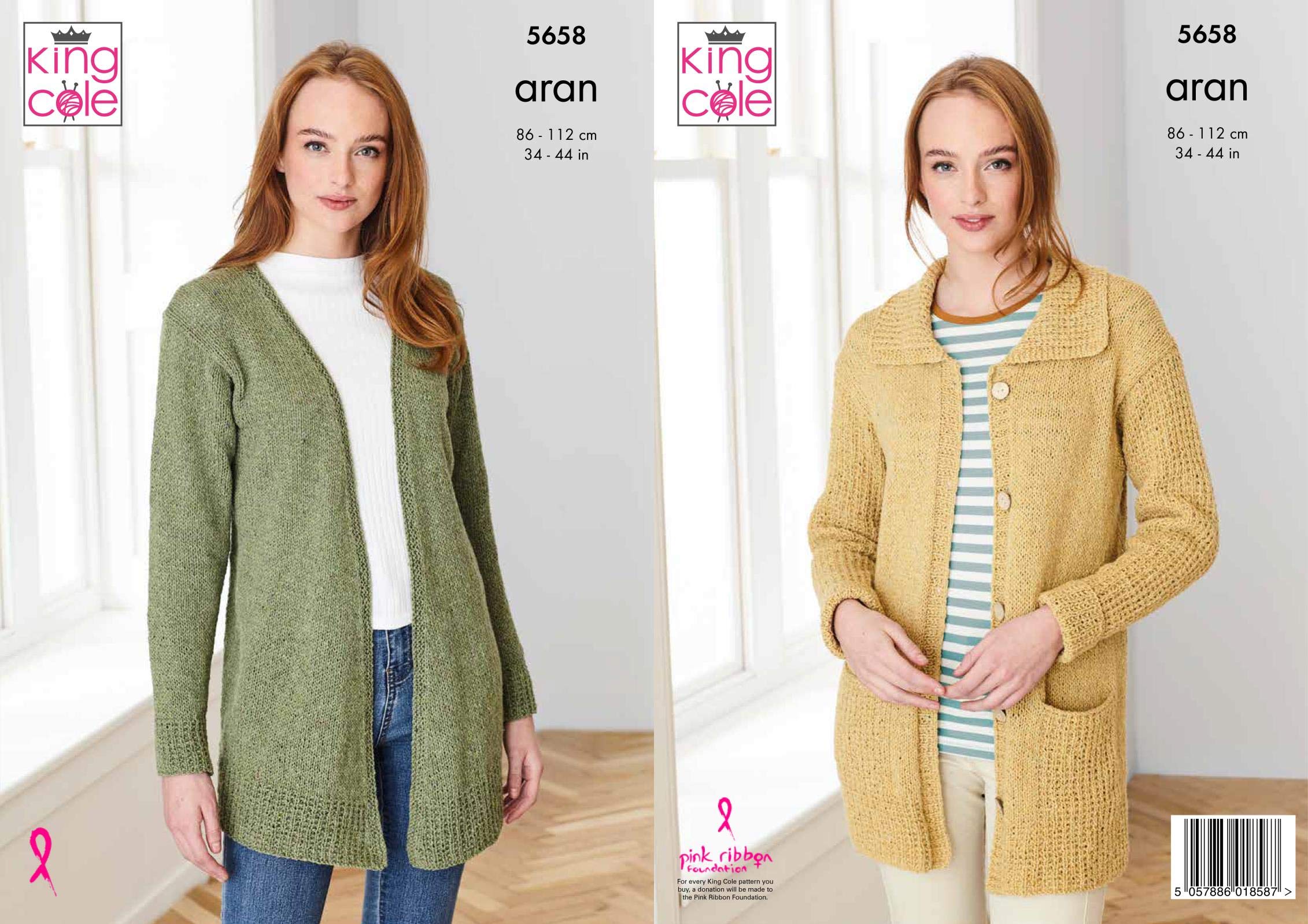 Knitting Pattern Womens Waterfall or Collar Cardigan King Cole Aran 5658