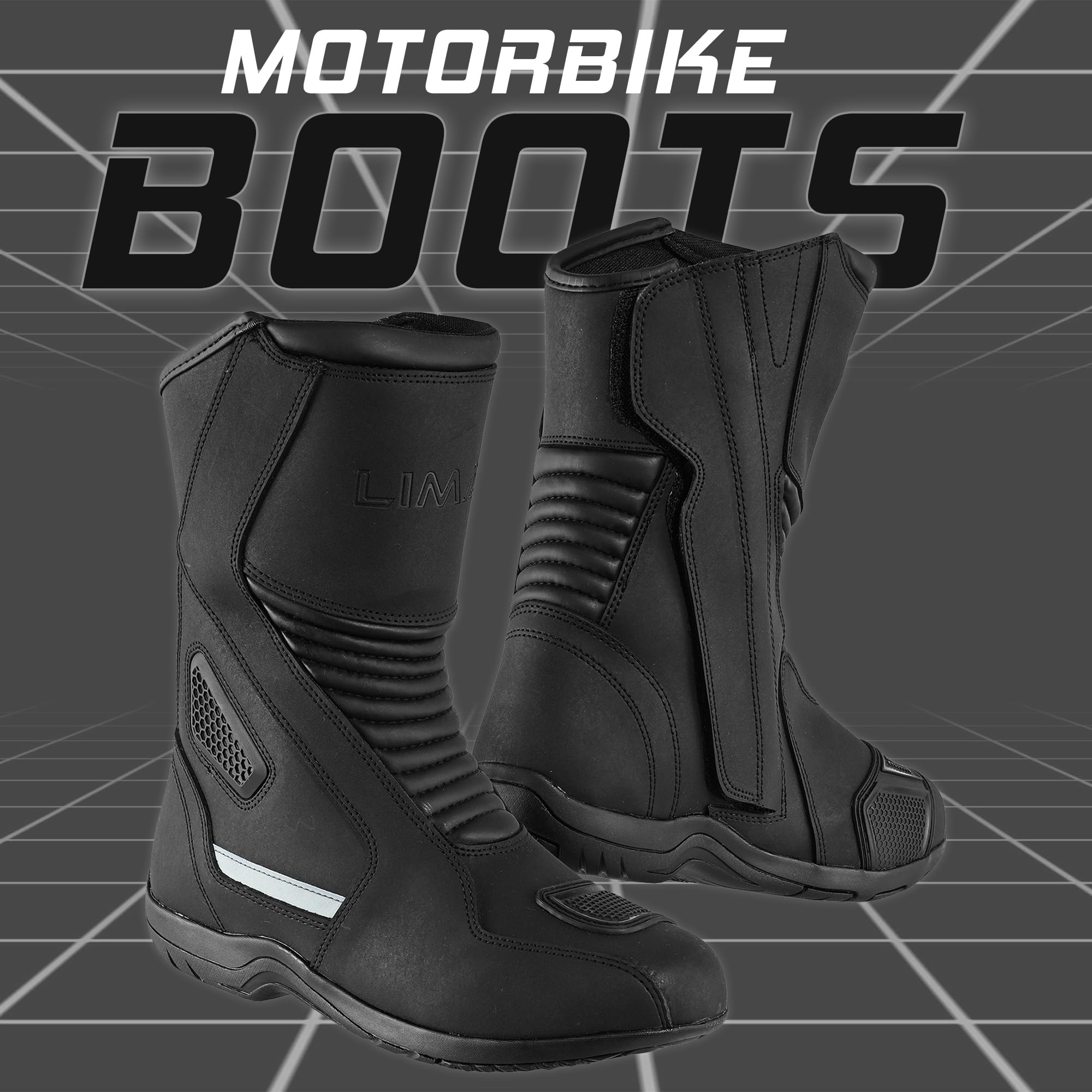 Botas de motocicleta de piel auténtica para hombre, aprobadas por la CE, impermeables, suela de goma antideslizante, protección reforzada