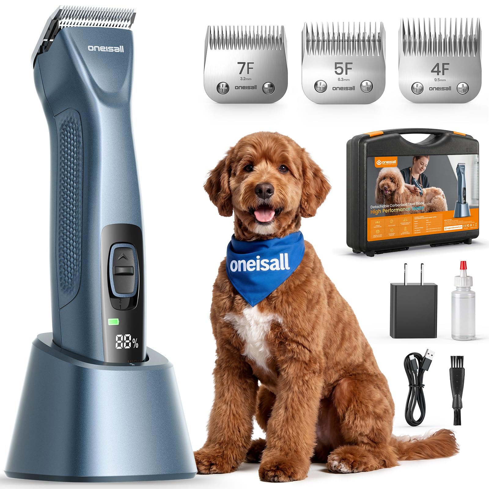 oneisall Professionelle Hundeschermaschine für große Hunde, dickes Haar, A5-Klinge, geräuscharm