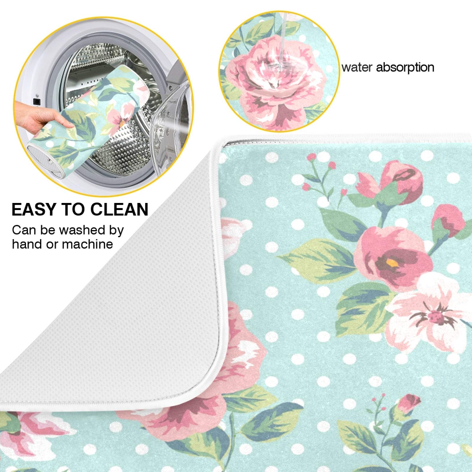 Tapis De Séchage à Vaisselle à Fleurs Colorées De 45,7 X 61 Cm