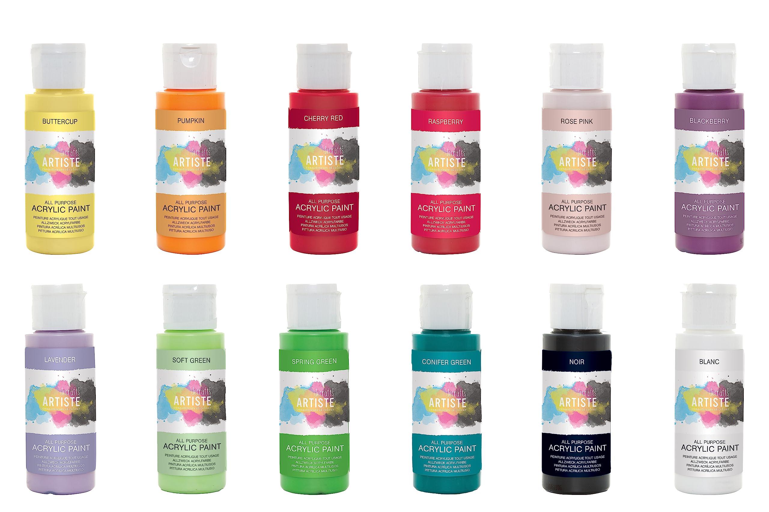 Artiste - Juego de 12 pinturas acrílicas con temática botánica de 59 ml, secado rápido, pintura profesional de arte, manualidades y hobby, artistas de viaje, colores vibrantes, pinturas a base de agua
