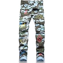 Enrica Mens Ripped Straight Slim Moto Biker Jeans