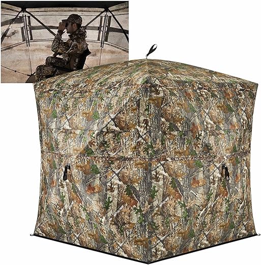 Are there any safety precautions to consider when using a hunting blind?