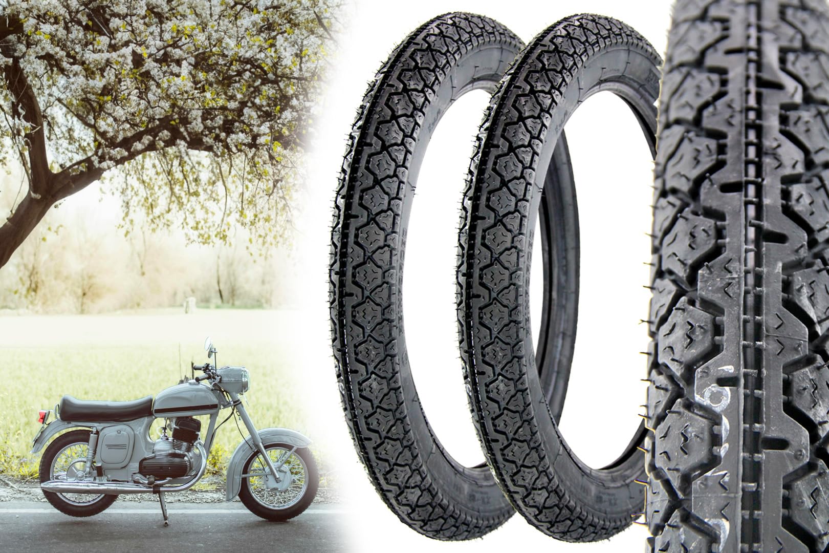 2x Reifen 2.75 x 17 Zoll Profil K36, 47P bis 150 Km/h TT, Reinforced kompatibel mit Honda Hercules Zündapp Kymco Simson, hergestellt mit Heidenau