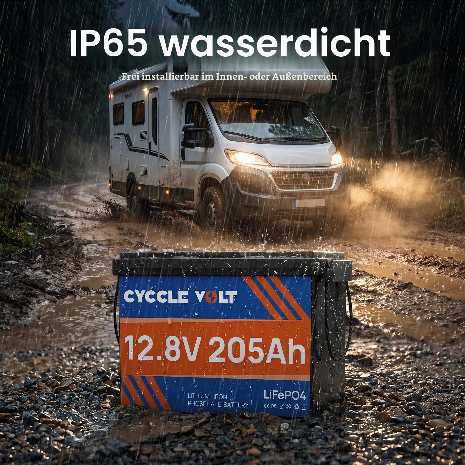 LiFePO4 Batterie 12V 200Ah(205Ah) mit 200A Bluetooth BMS, App-Steuerung, 8000+ Deep Cycle Batterie Perfekt für Wohnmobil, Trolling-Motor, Solaranlagen, Off Grid