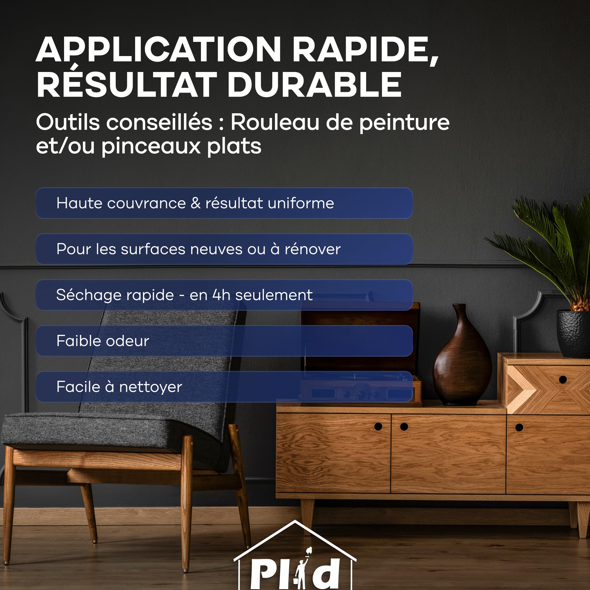 Plid® Peinture murale intérieure Blanc 5 L pour env. 30–35 m² – Couleur Design [Douce lumière] - Finition mate – Haute couvrance – Séchage rapide - Faible odeur - Décoration murs