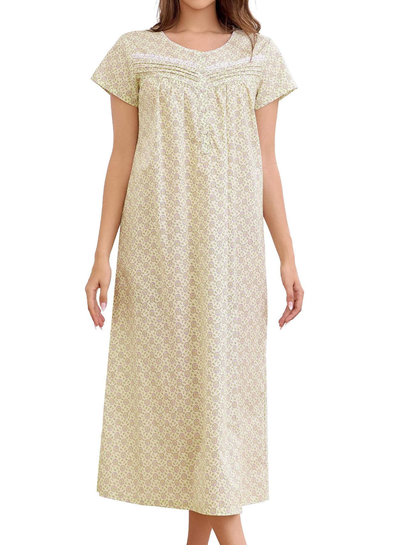 IZZY + TOBY Women's 100% Cotton Soft Nightdress Pajamas Short Sleeve Women Nightgowns