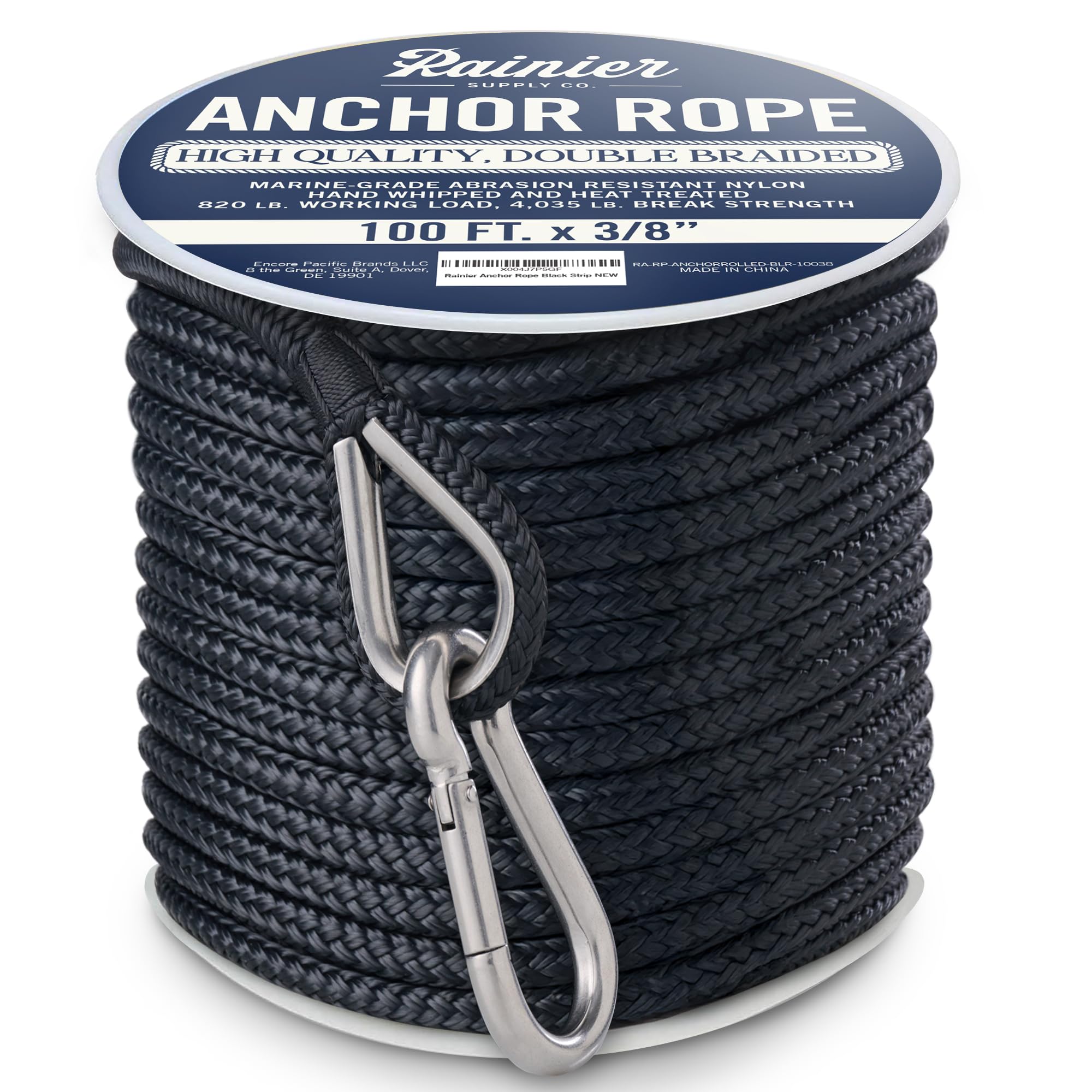 Sponsored Ad - RainierSupplyCo Boat Anchor Rope - Double Braided Marine Rope Anchor Line - 100/150 / 200/300 ft Nylon Boating Line with 316 Stainless Steel Thimble and Heavy Duty Marine Grade