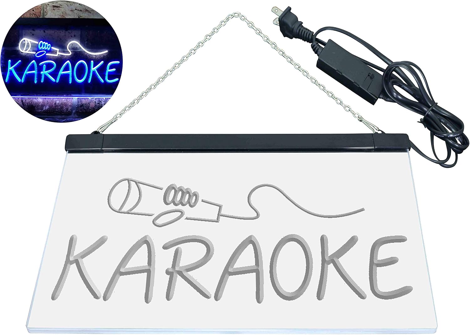 ADVPRO Karaoke Microphone Illuminated Dual Color LED Neon Sign White & Blue 12" x 8.5" st6s32-i0444-wb