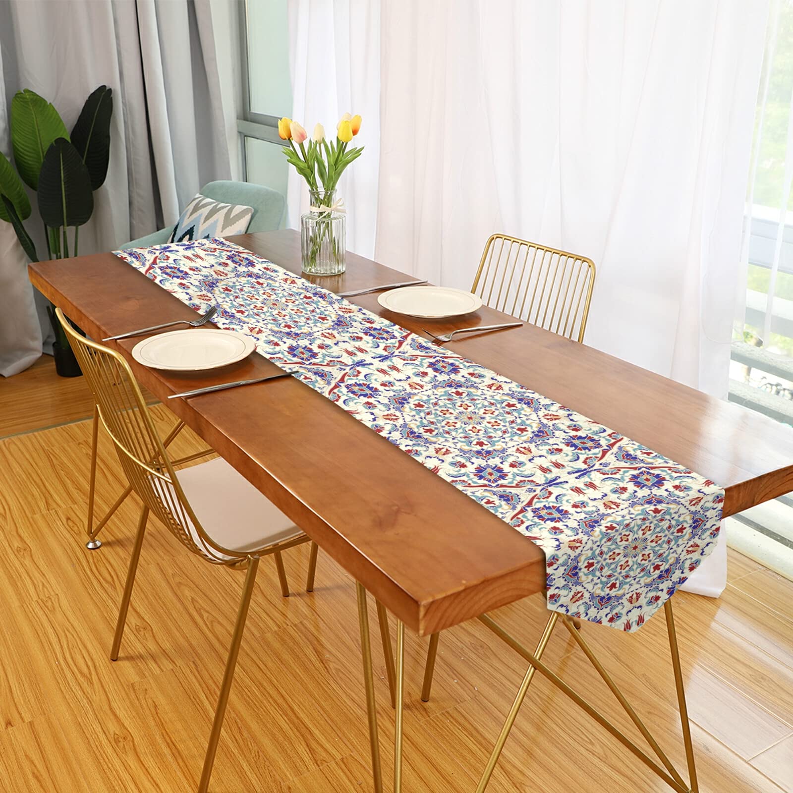 TropicalLife COZYhome Runner da tavolo lungo 180 cm tulipani primavera fiore runner per feste di nozze cucina soggiorno decorazione comò sciarpa