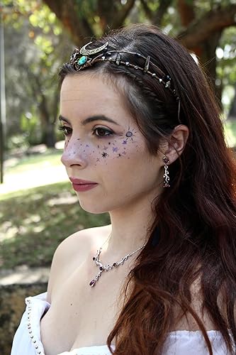 Miniatura 3 de MOSTORY Tiara de corona de cristal de elfo, diadema vikinga, diadema de elfos, para el Renacimiento, Halloween y cosplay