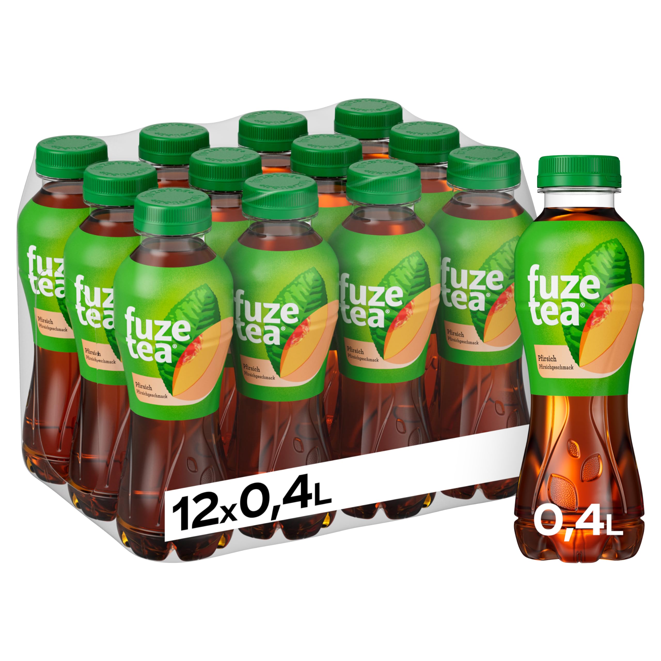 Fuze Tea Schwarzer Tee Pfirsich - außergewöhnliche Fusion aus Schwarztee und fruchtigem Pfirsich-Geschmack - Tee aus nachhaltigem Anbau - Einweg Flaschen (12 x 400 ml)