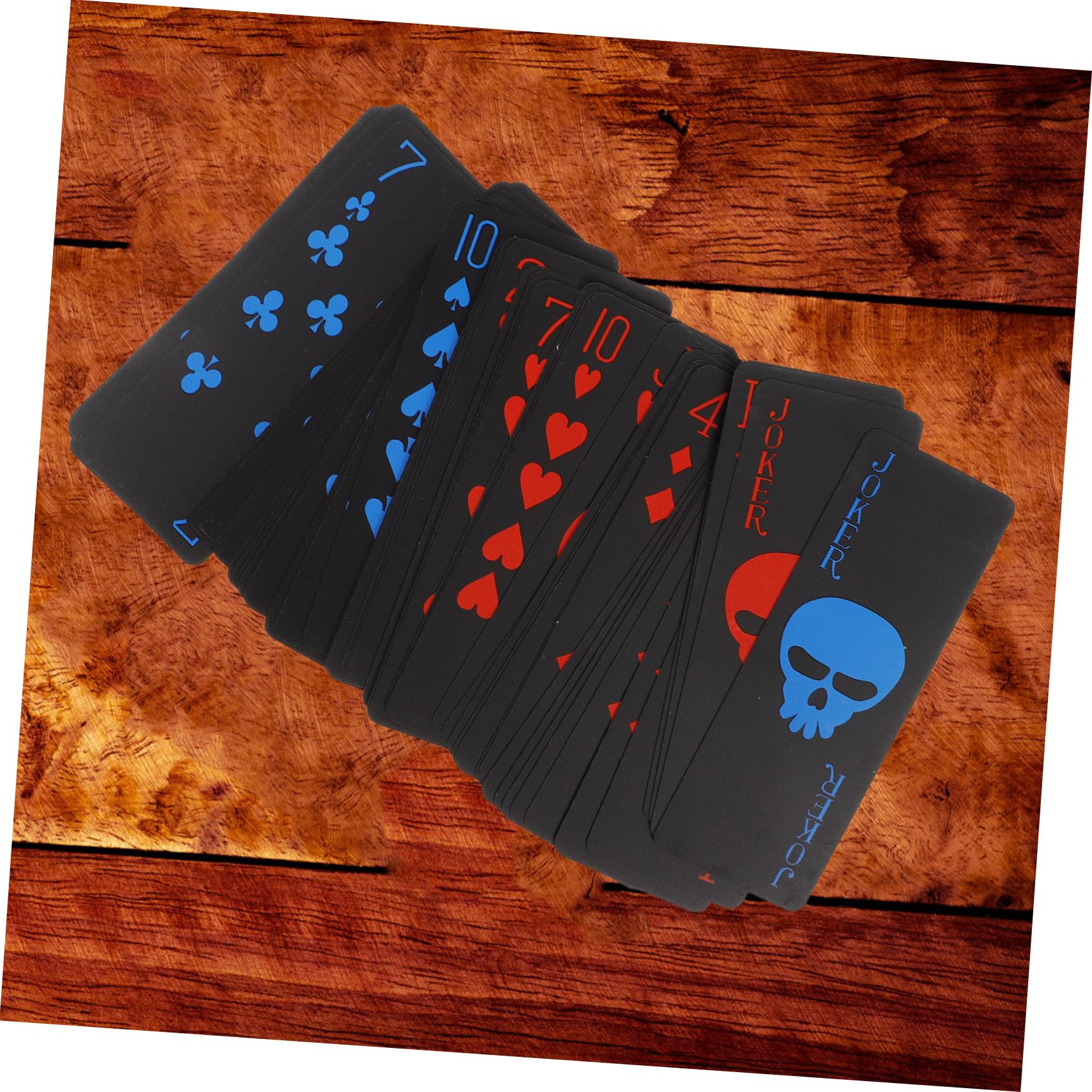 BESPORTBLE Schwarze Wasserfeste Spielkarten Totenkopf PVC Kartendeck mit Roten und Blauen Motiven für Erwachsene Party Kartenspiel