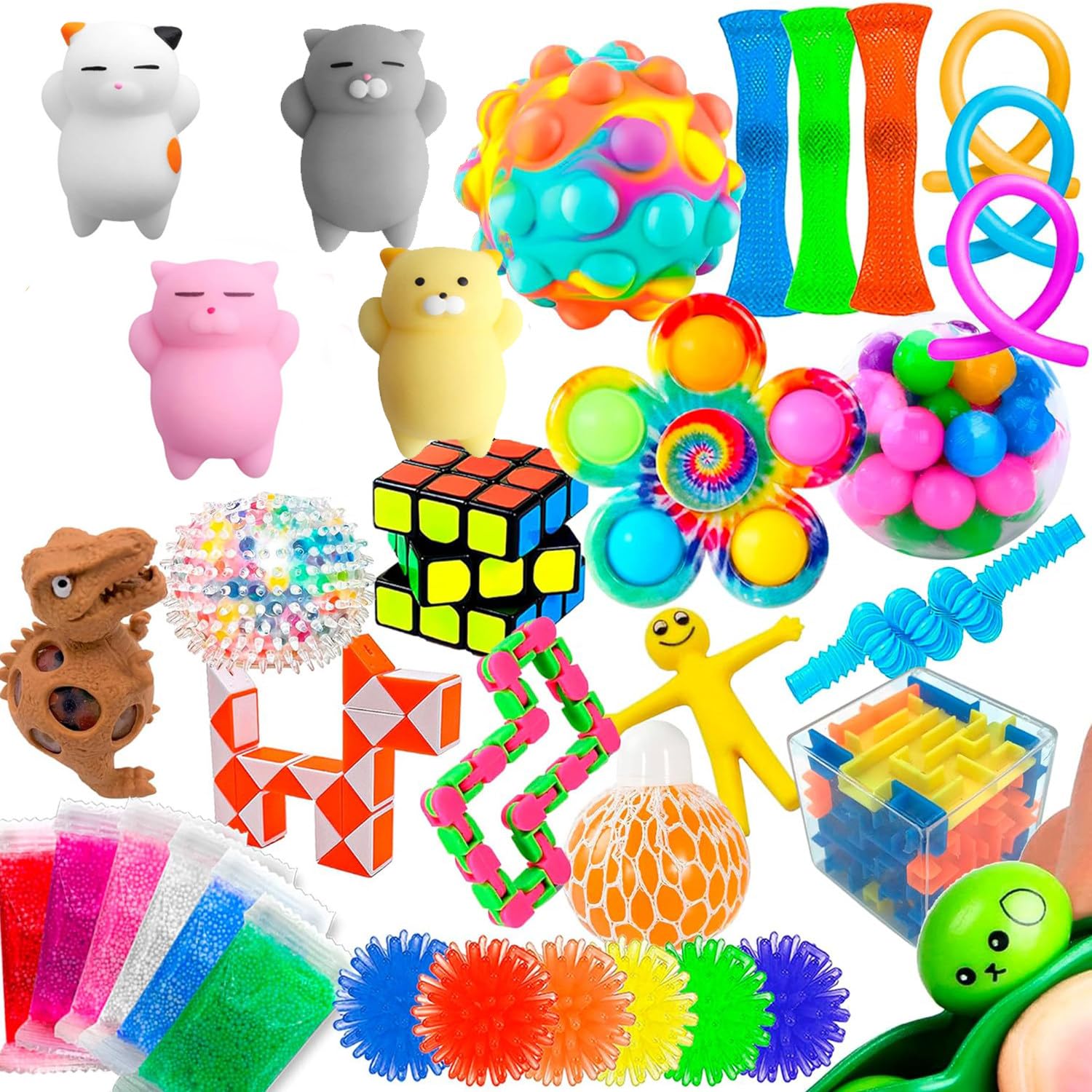 Spiritzohic Sensory Fidget Toys Pack With Box,35pcs Fidget Sensory Toys Set, Stress Relief & Anxiety Toys, for ADHD, Autism, Party Favors & Classroom Prizes Birthday Gifts for Kids and Adults-F