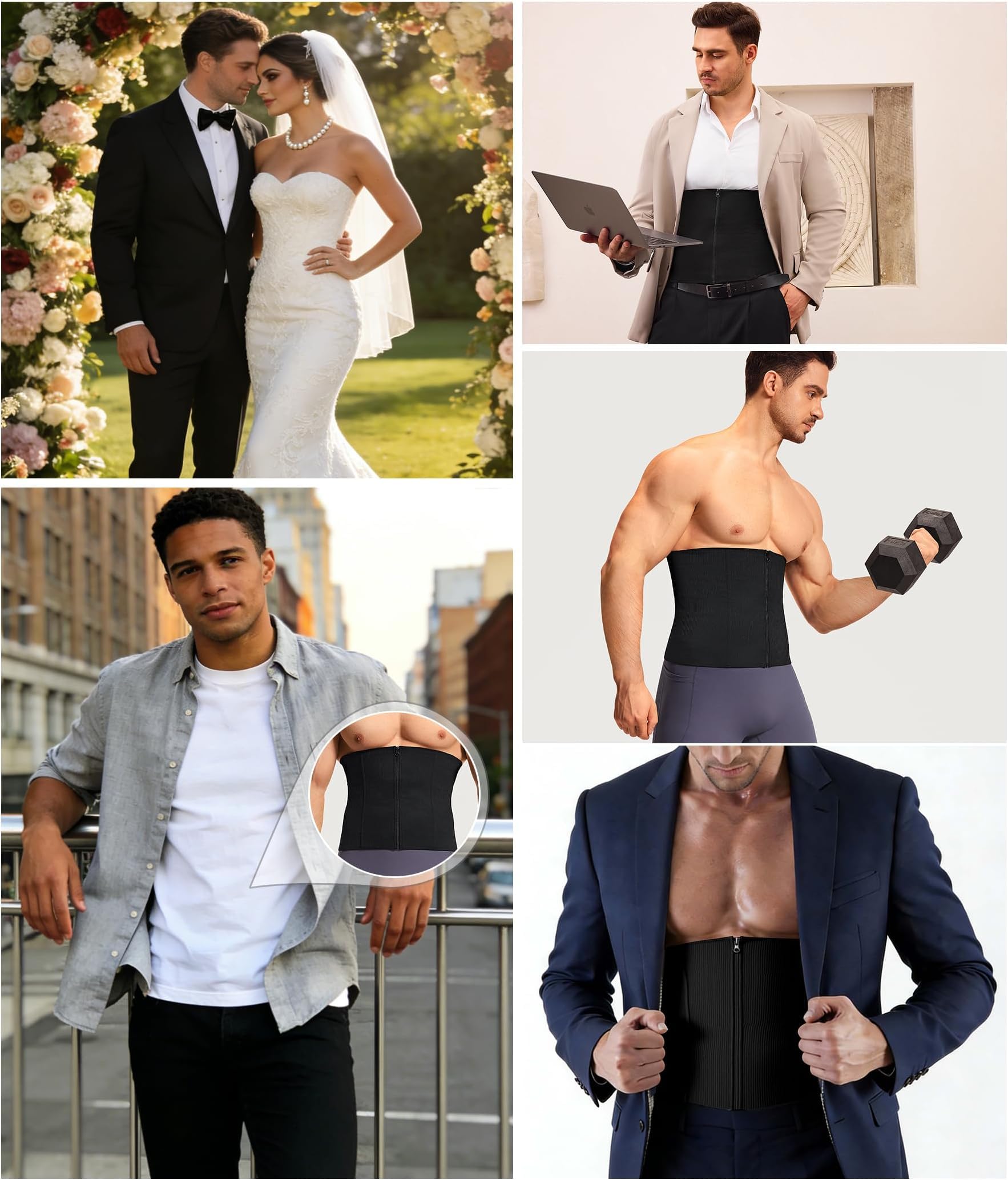 Gotoly Bauchweggürtel Herren Korsett Bauchweg Stark Formend Kompressionsshirt Taillenformer Hohe Elastizität Shaping Body Shaper Corset Verstellbarer Waist Trainer Gürtel für Männer