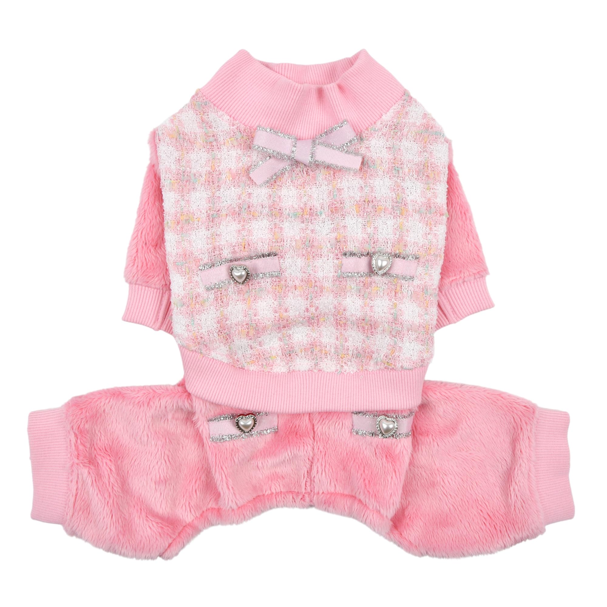 Pinkaholic New York Bristol Winter Jumpsuit Warm Cozy Fashionable for Small Dogs, Pink, Large