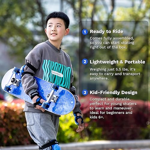 Miniatura 15 de Juegos de patinetas para principiantes con equipo de protección y herramienta de patinaje