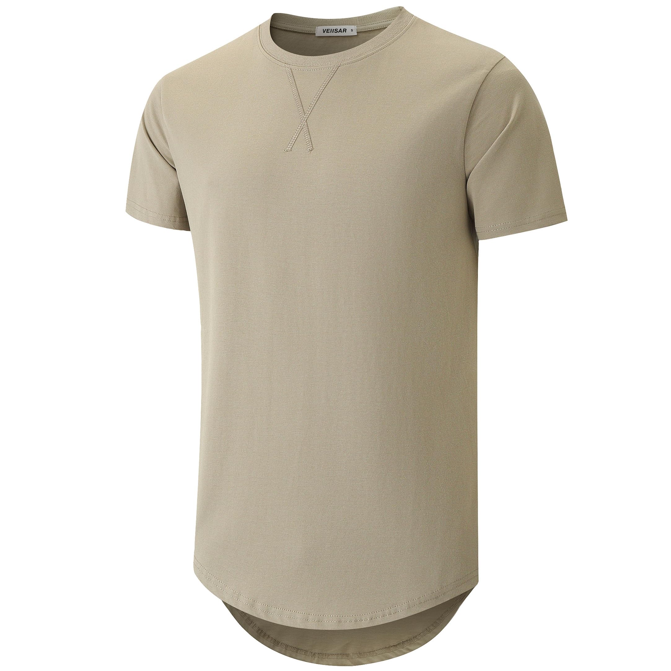 VEIISAR Herren Dickes Rundhalsmantel T-Shirt mit Herren 100 Baumwolle Heavy Duty Preshrunk Longline Shirt