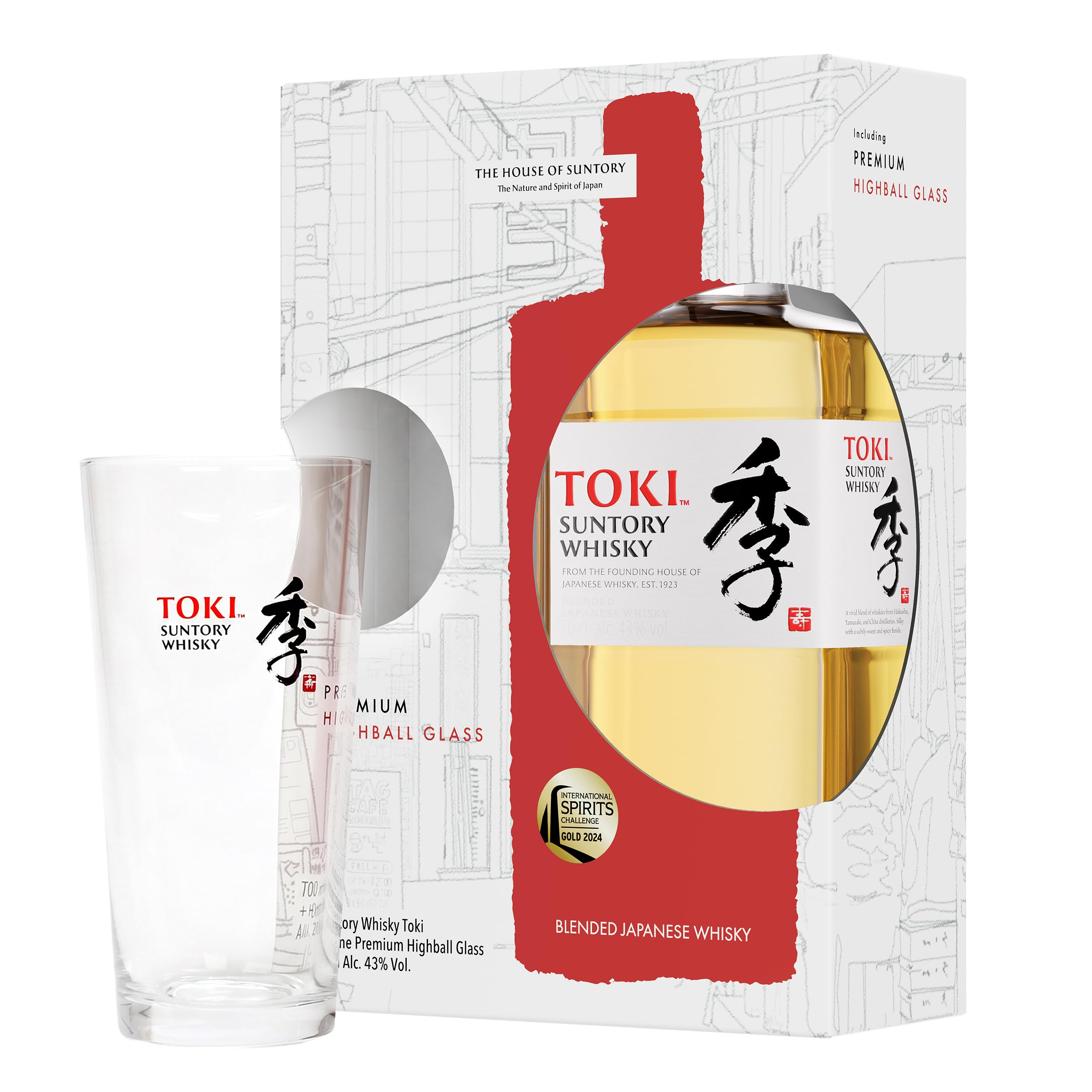 Suntory Japanese Whisky – Toki – Limited Edition Glass pack- 70 cl 43% ABV