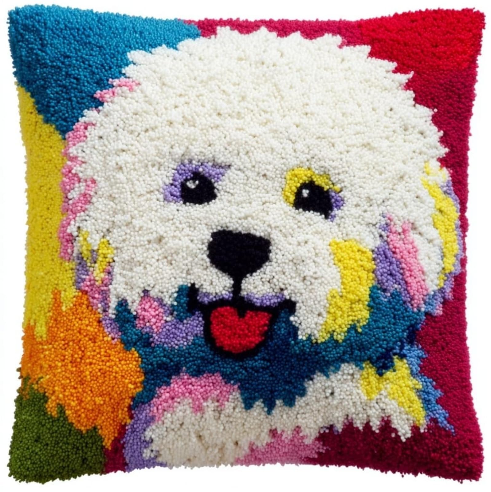AxiangziK Latch Hook Kits for Adults Beginners 17x17in,Bichon Frise Animal Dog