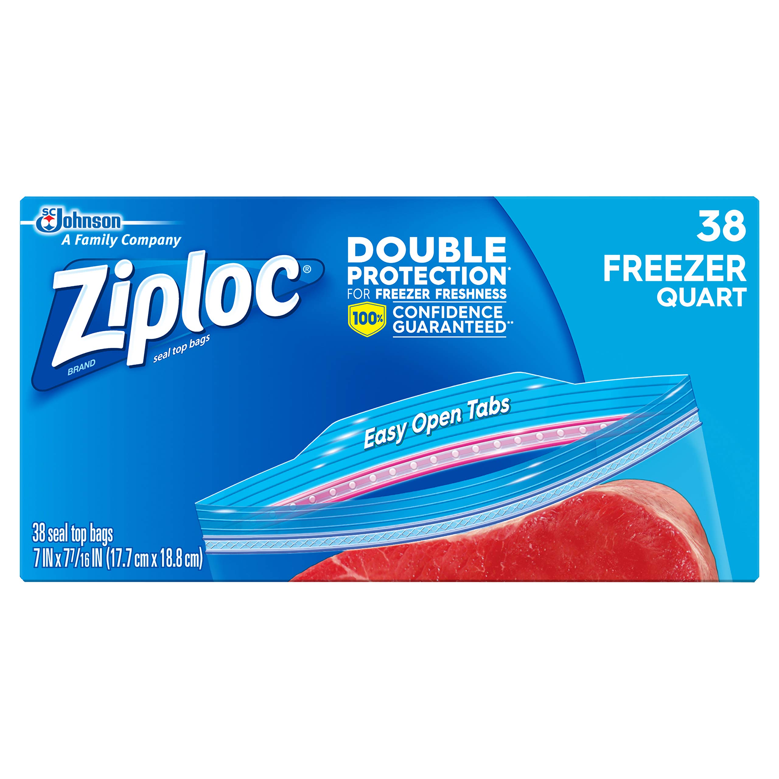 ZiplocFreezer Bags, Quart, 3 Pack, 38ct