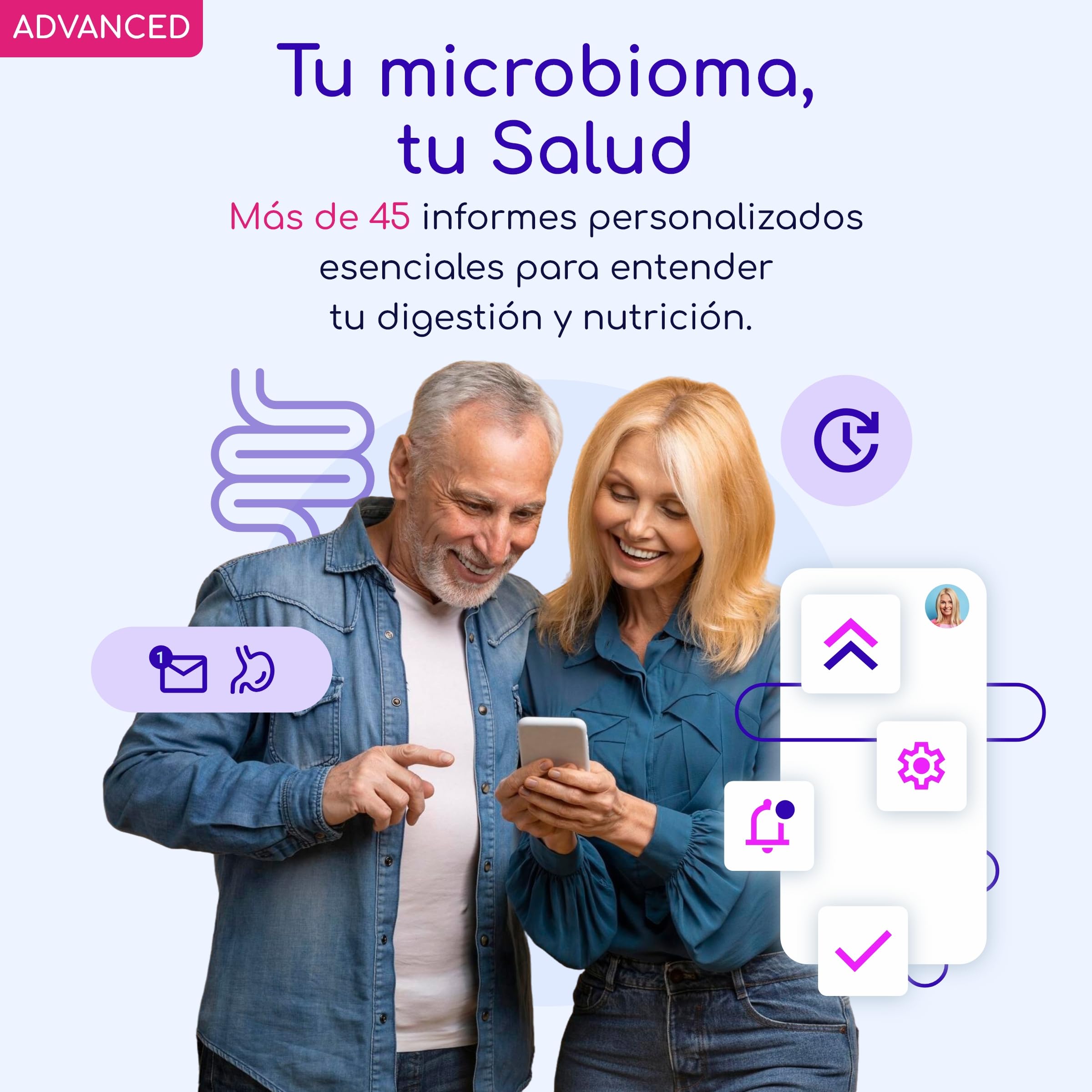 Advanced - Test de Microbioma Intestinal: Análisis de Digestión, Hormonas, Intolerancia a Histamina | 45+ Informes Personalizados