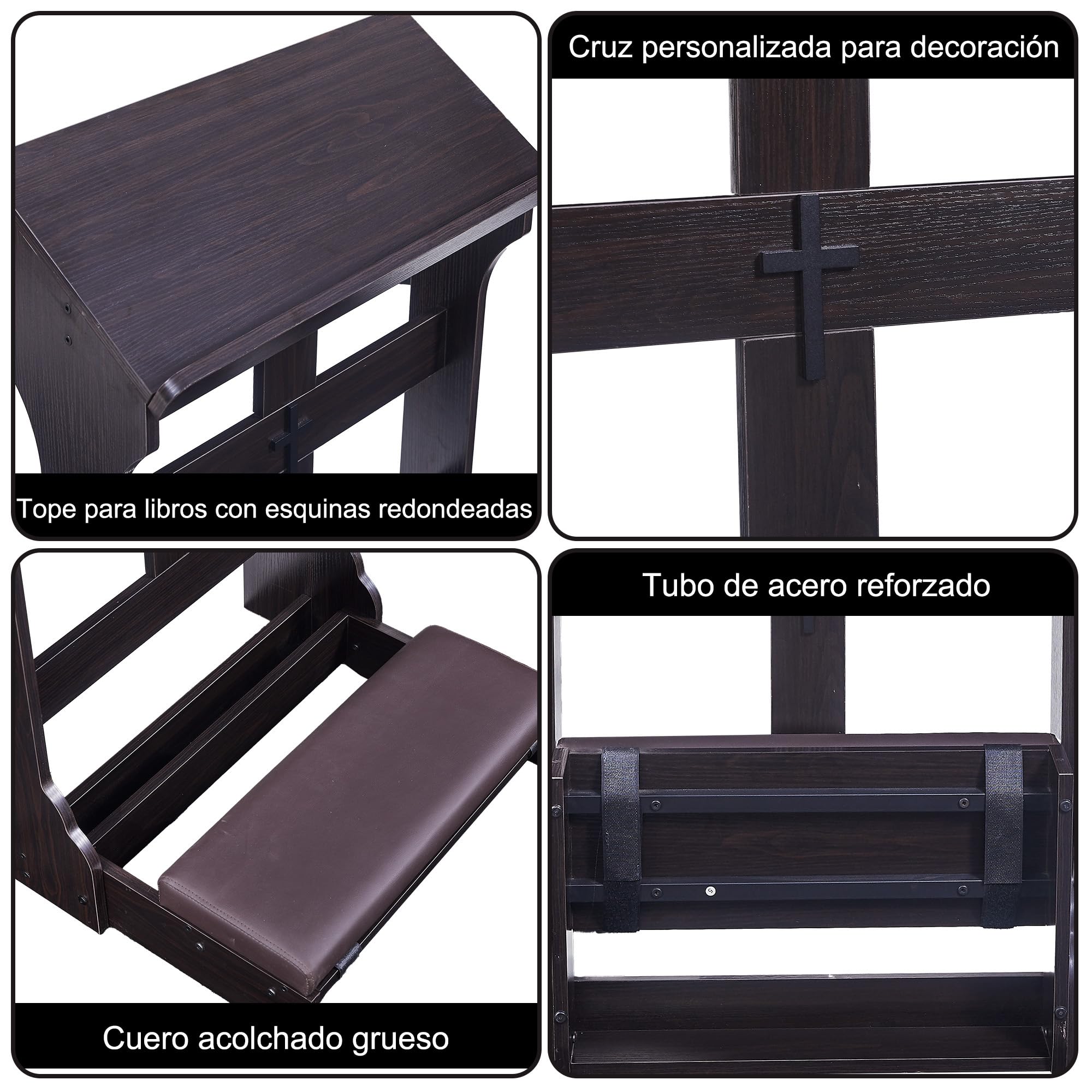 Banco de oración con cojín, reclinatorio de Madera para el hogar,Silla Plegable para arrodillarse en la Iglesia - Regalos religiosos para la adoración y la meditación