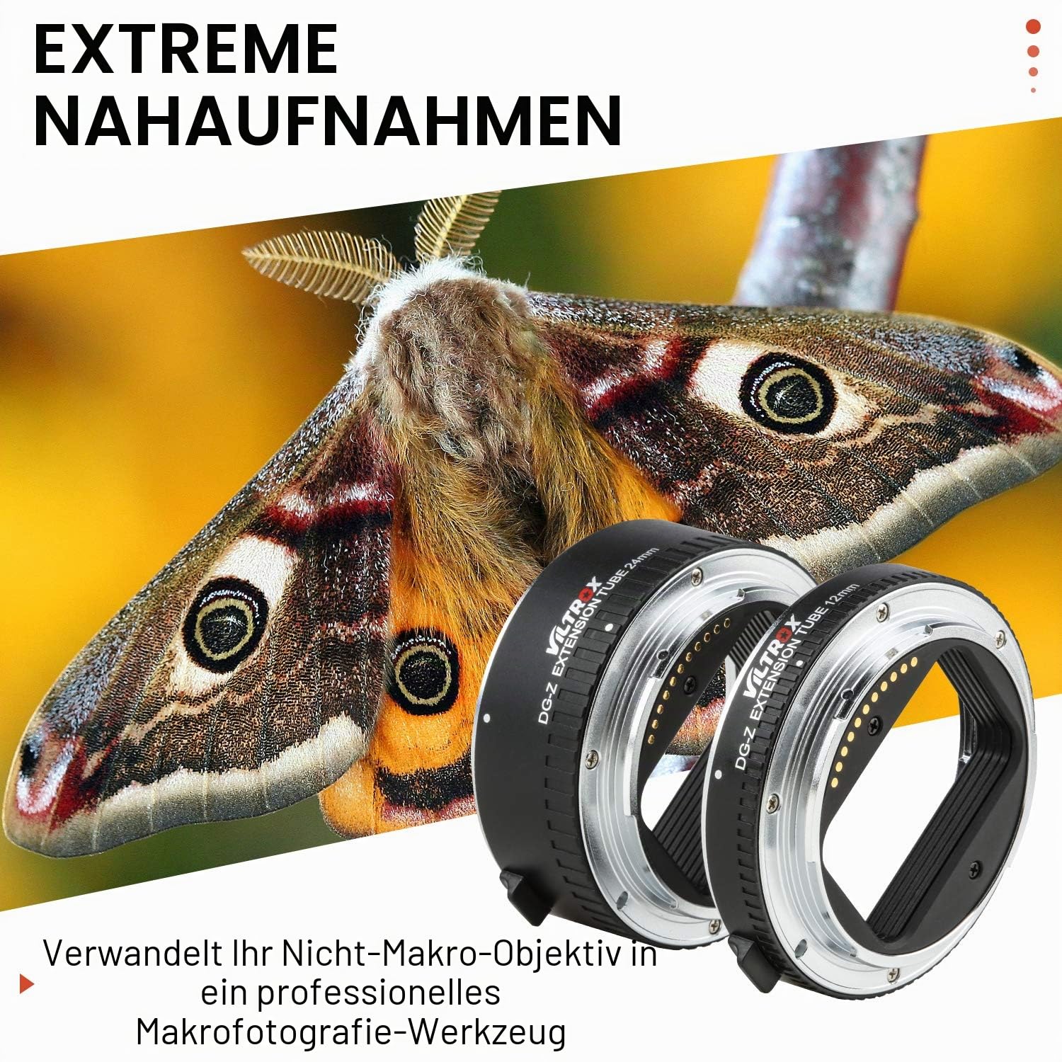 VILTROX DG-Z Makro Zwischenringe Autofokus (12 mm + 24 mm) für Makrofotographie für Nikon Z Mount Z6 Z7 Z50 Kameras