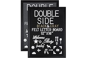12"x12" Double-Sided Felt Letter Board with White and Gold Letters, Symbols, and Emojis