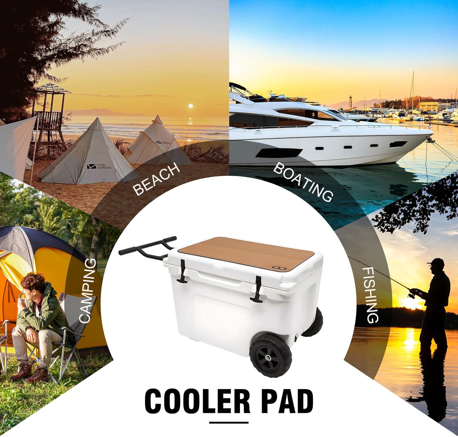 WOOWAVE EVA Mat Cooler Pad for YETI Tundra Haul,Peel & Stick Application, Non Slip Comfort Accessories (Teak)