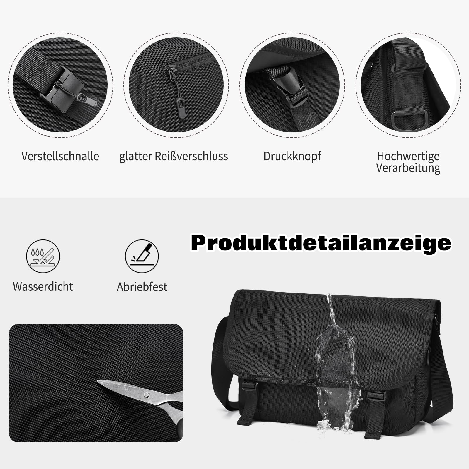 FANDARE Umhängetasche Nylon Wasserdichte Messenger Bag