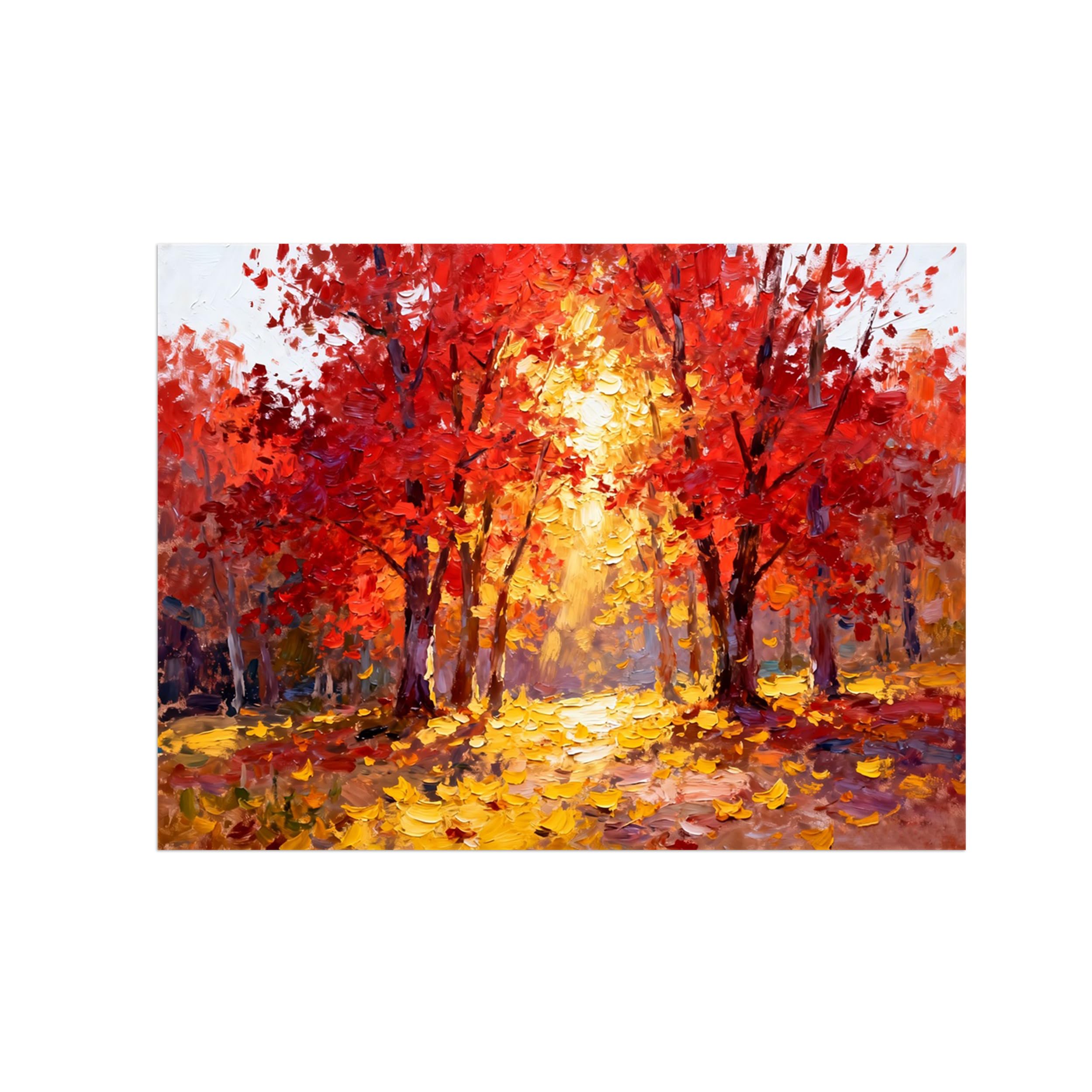 OZPWBVY Autumn Forest Landscape Canvas Wall Art Picture 70x90cm Unframed