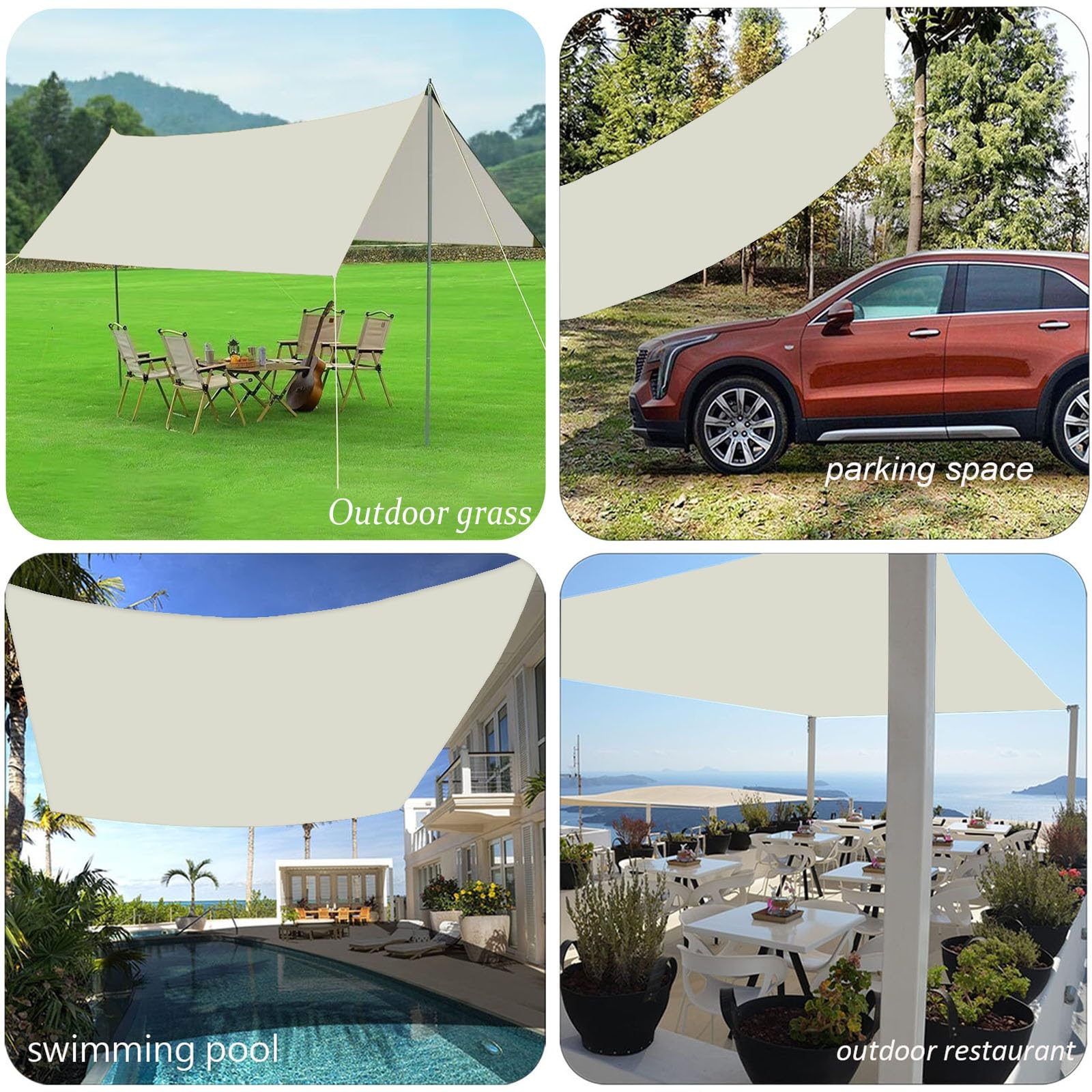 Amazon.de: Sonnensegel Wasserdicht Rechteckig 6 x 9 m PES Polyester  Sonnenschutz Windschutz Wasserdicht Segeltuch Schattierung Tarp mit sen  fr Balkon Terrasse Schwimmbad, Beige