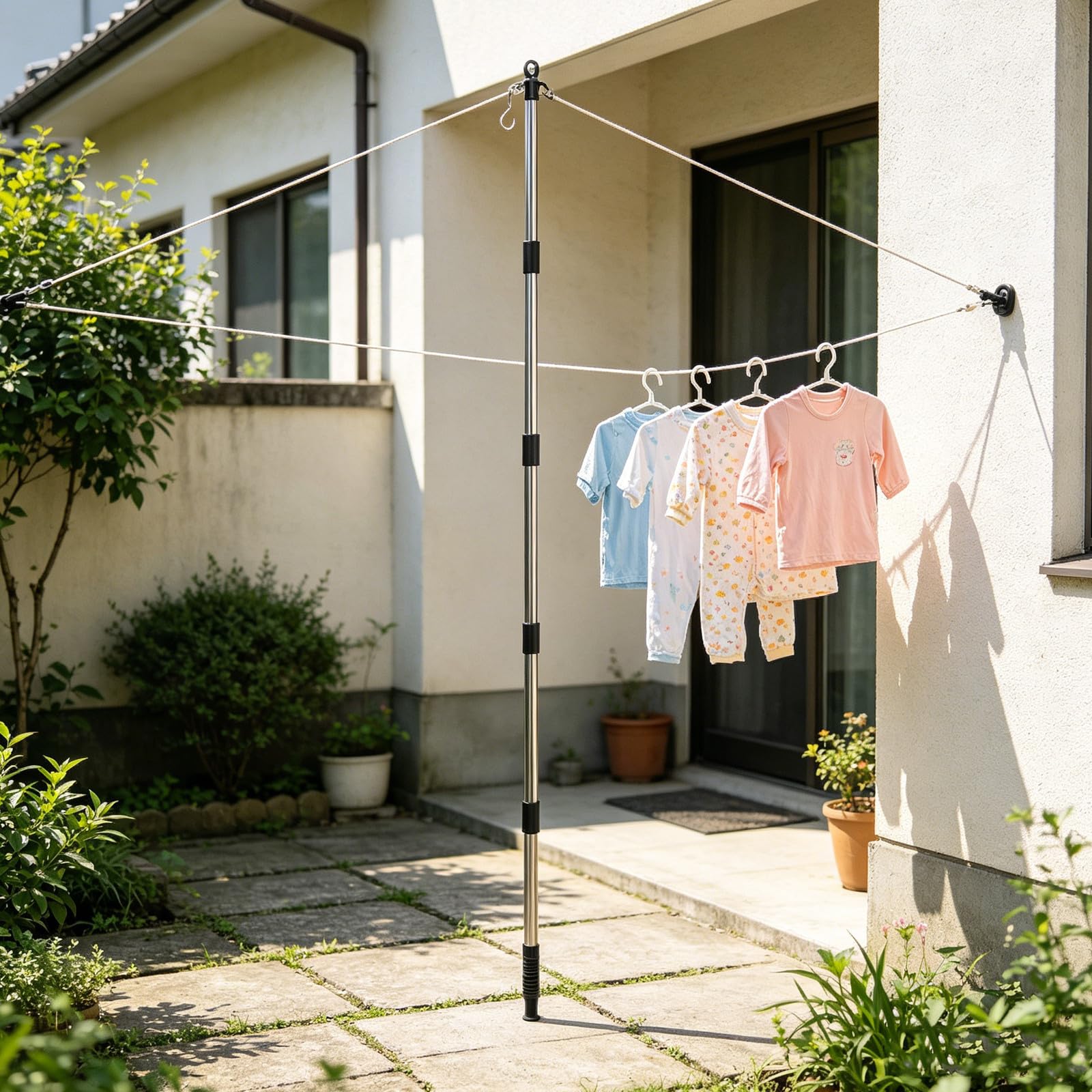 TOYANDONA Robuster Outdoor Wäscheleine Stützstab aus Segmenten zur Verhinderung von Durchhängen Stabilen Befestigung von Wäscheleinen
