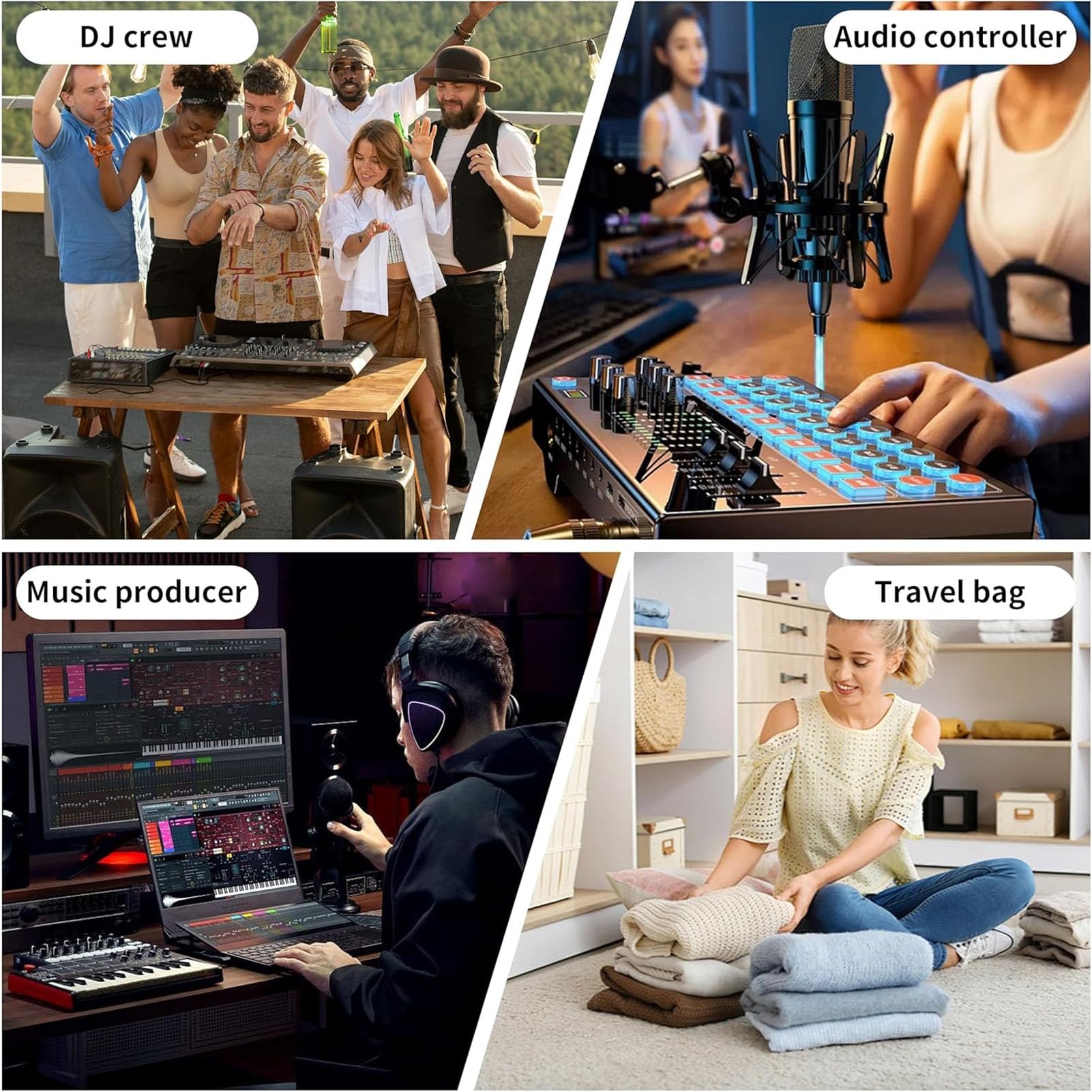 Borsa Controller DJ, Custodia da Trasporto 22x7x11.5in con Tracolla, Imbottitura in Schiuma, Facile Trasporto, Conservazione Comoda, Facile Accesso, Adatto per DDJ FLX4, SB3, SB2, 400, RB DJ